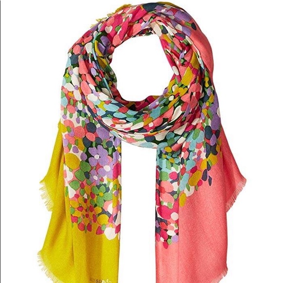 kate spade Accessories - NWT Kate Spade Floral Dots Oblong Scarf